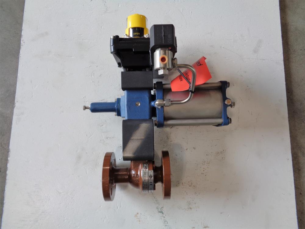 KF 1" 300# WCB 2-Piece Ball Valve,  Raised Face, with Biffi Morin Actuator